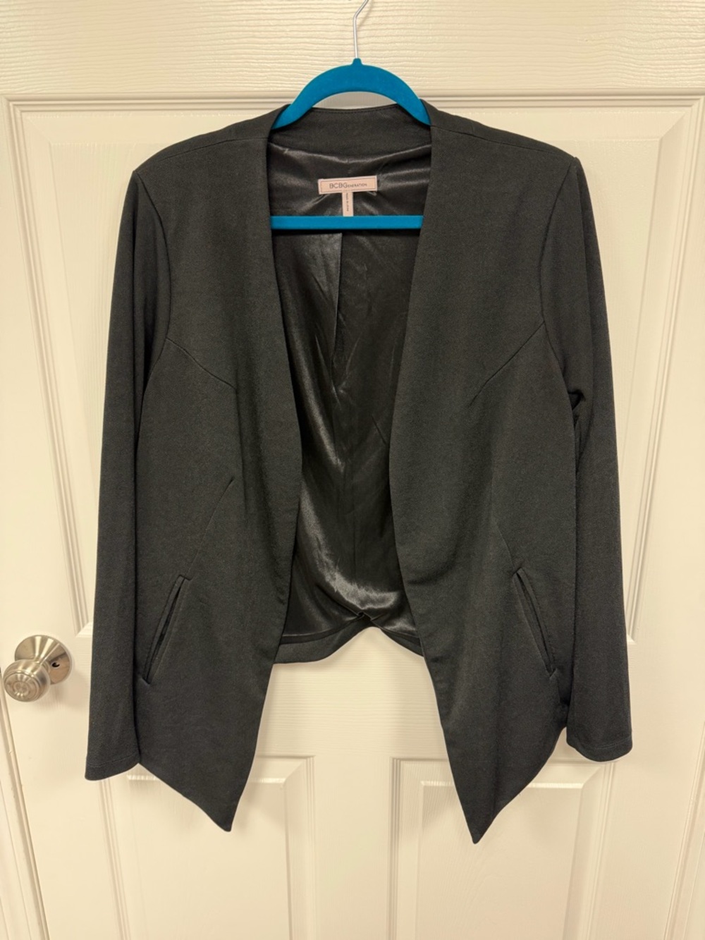 BCBGeneration Black Open-Front Draped Blazer